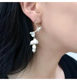 White Camellia Floral Earrings