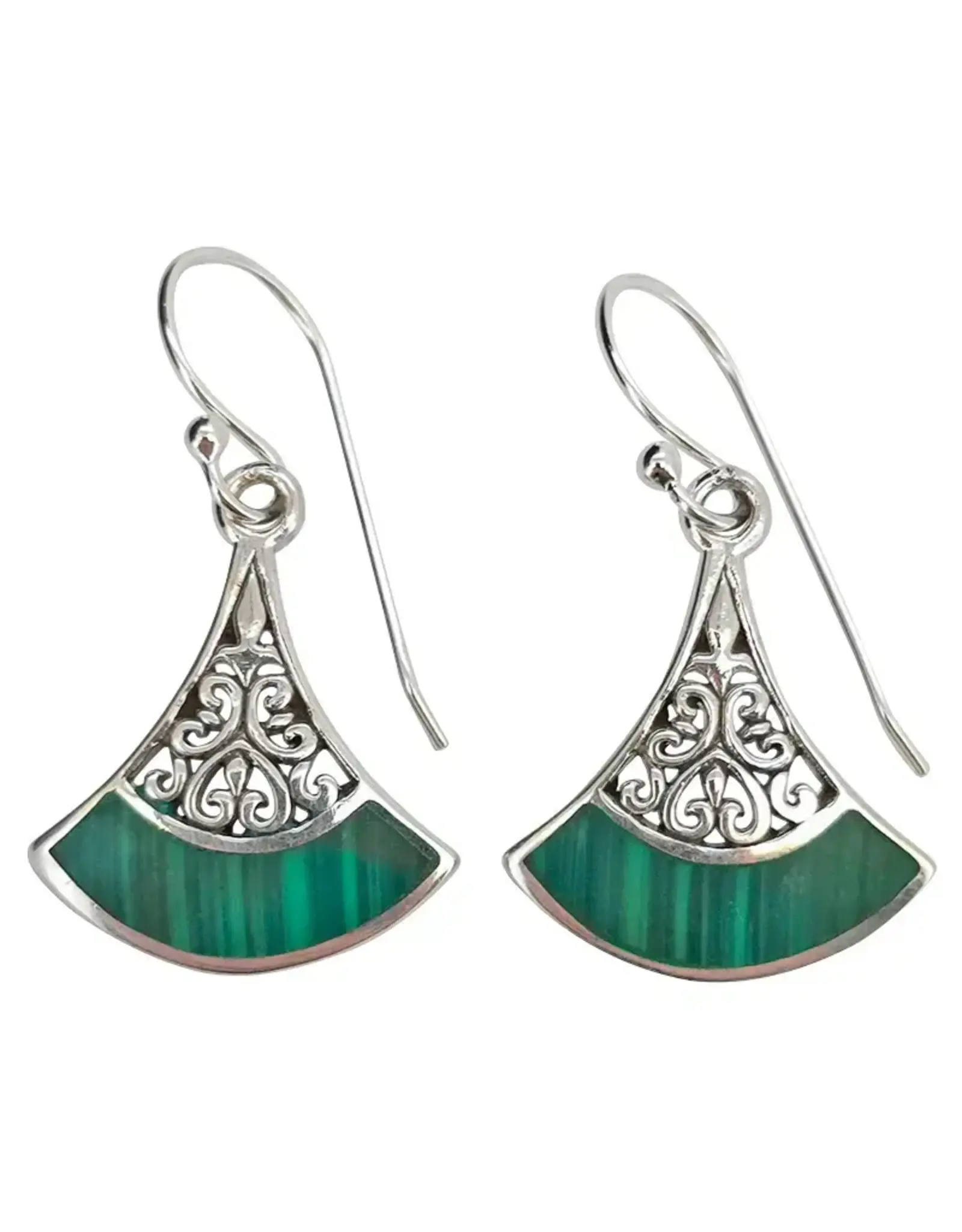 Malachite Sterling Silver Hook Earrings