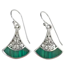 Malachite Sterling Silver Hook Earrings