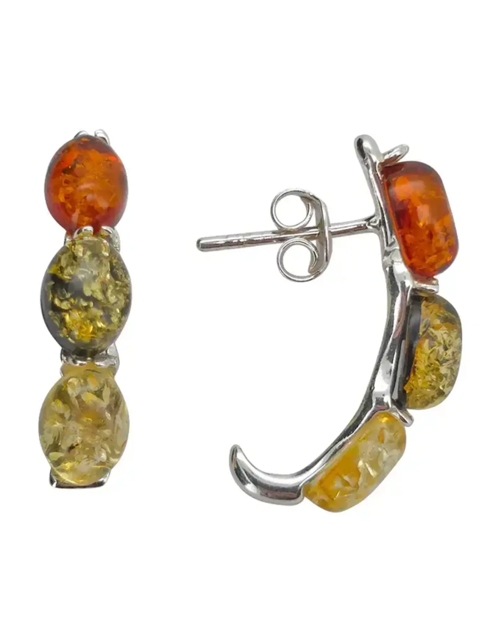 Multicolor Amber Hoop Style Earrings