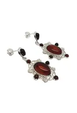 Cherry Amber Imperial Style Post Dangle Earrings
