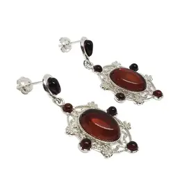 Cherry Amber Imperial Style Post Dangle Earrings