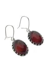 Oval Cherry Amber in Silver Earrings