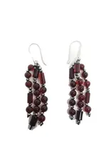Cherry Amber and Hematite Beaded Earrings