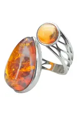 Cognac Amber Adjustable Ring /Together