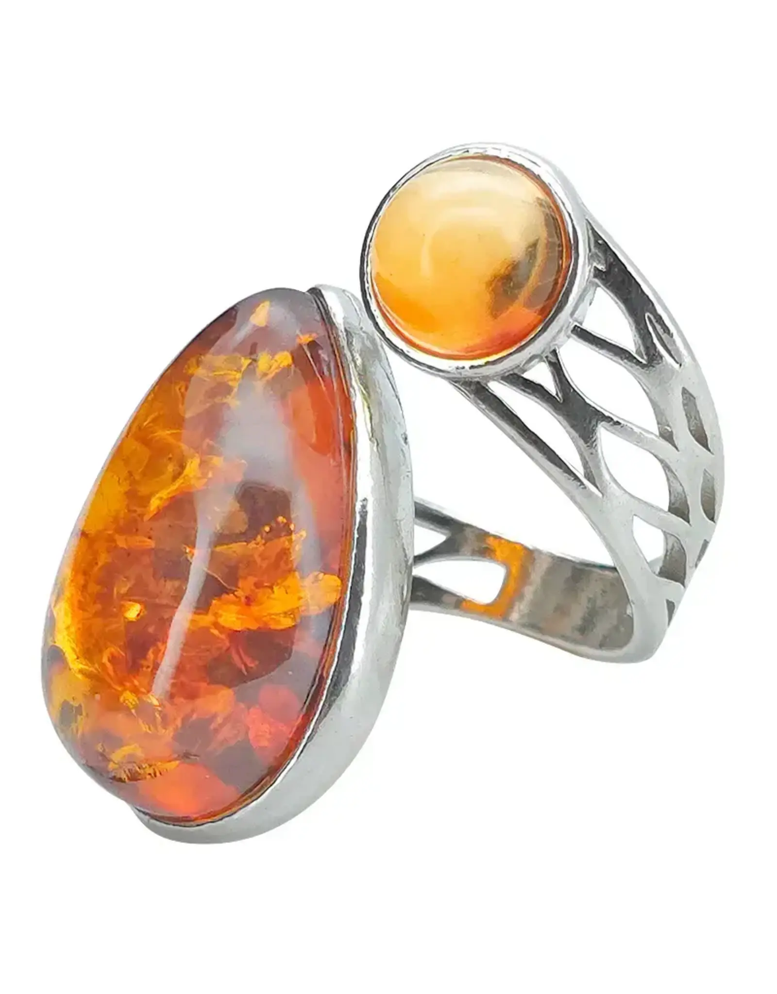 Cognac Amber Adjustable Ring /Together