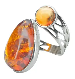 Cognac Amber Adjustable Ring /Together