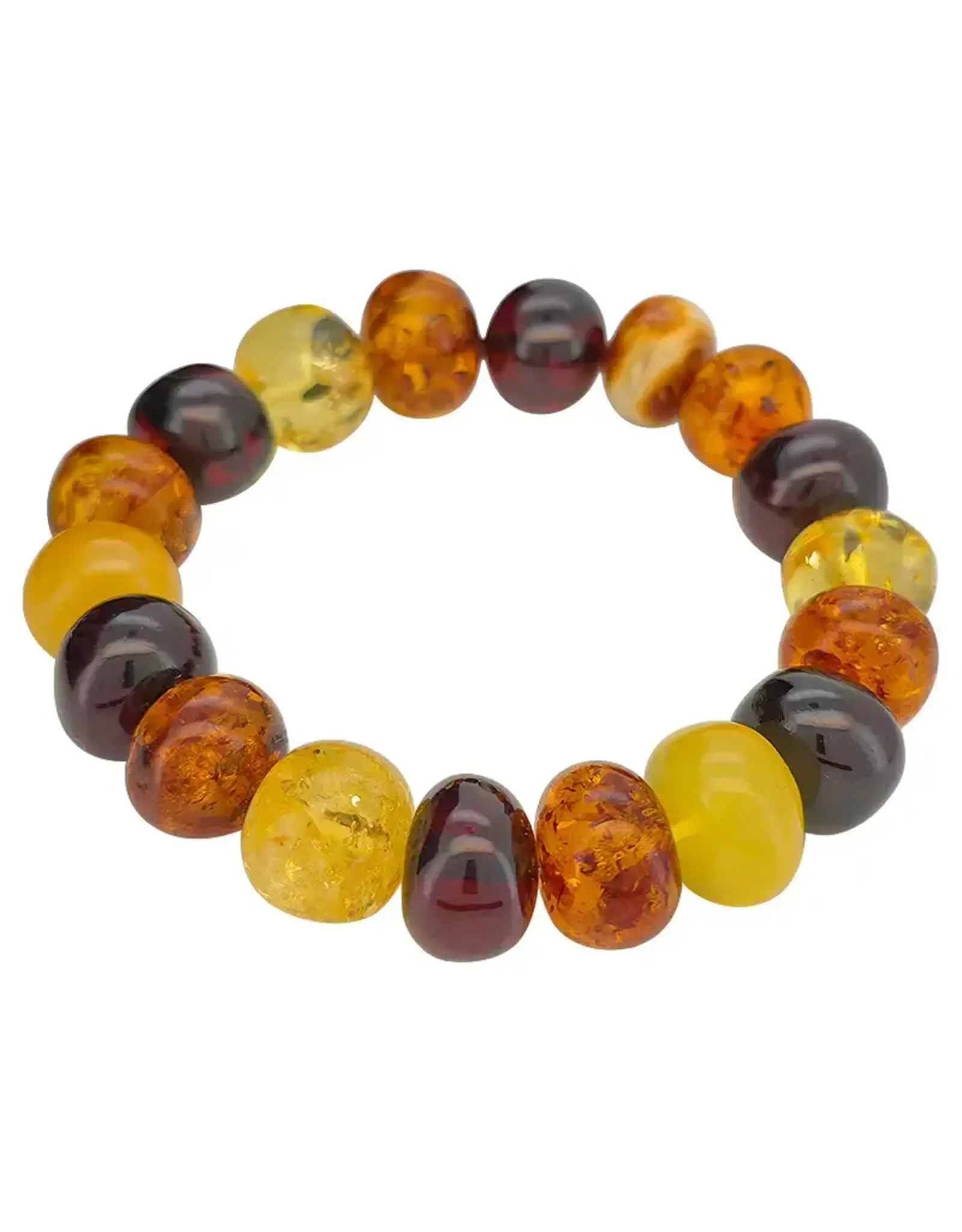 Baroque Shape Multi-Color Amber Bracelet