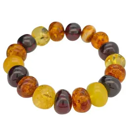 Baroque Shape Multi-Color Amber Bracelet