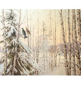 Grouse on Birches in Winter Forest Postcard