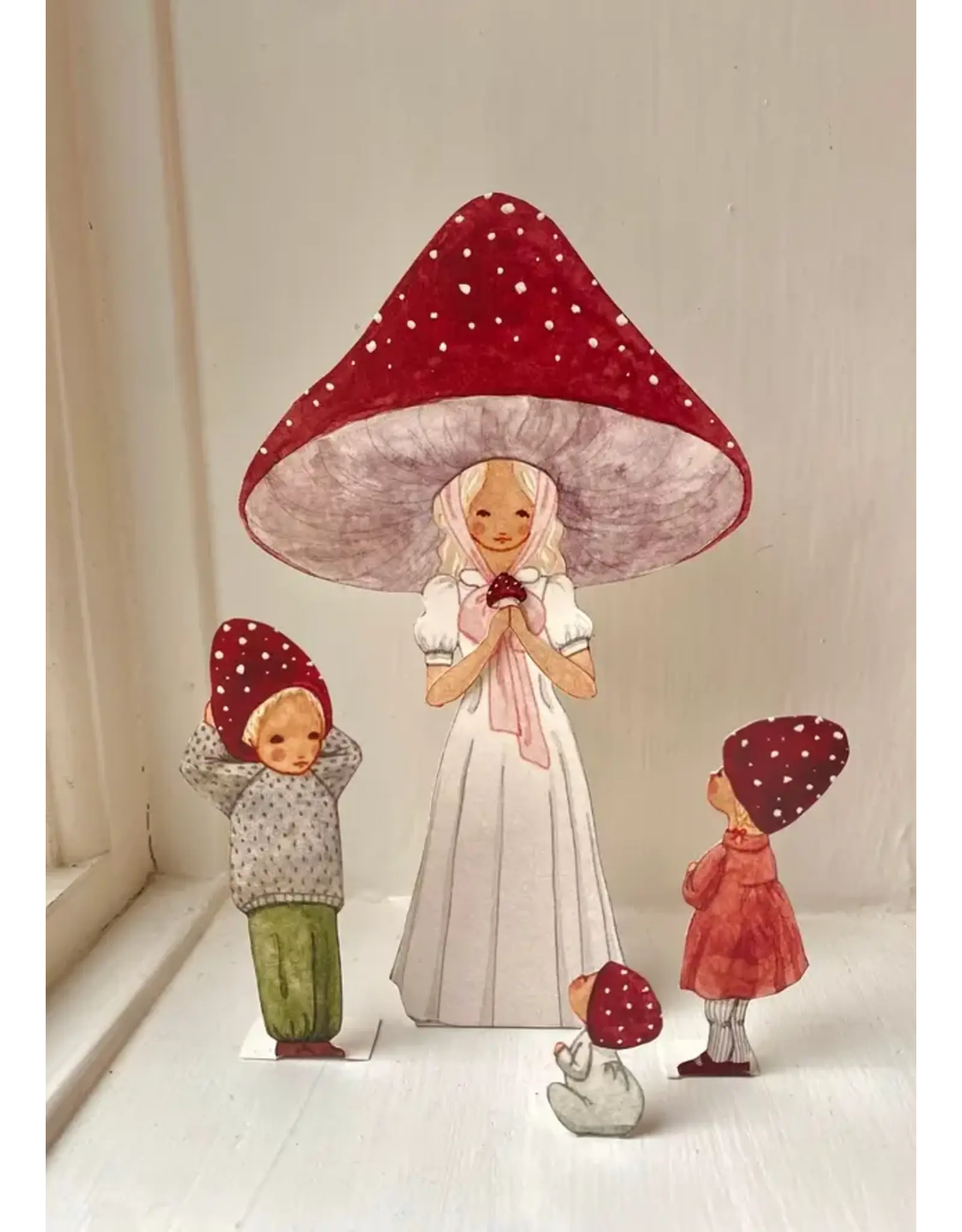 Mushroom Mom and Children Cut Out Dolls