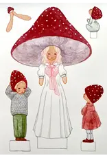 Mushroom Mom and Children Cut Out Dolls