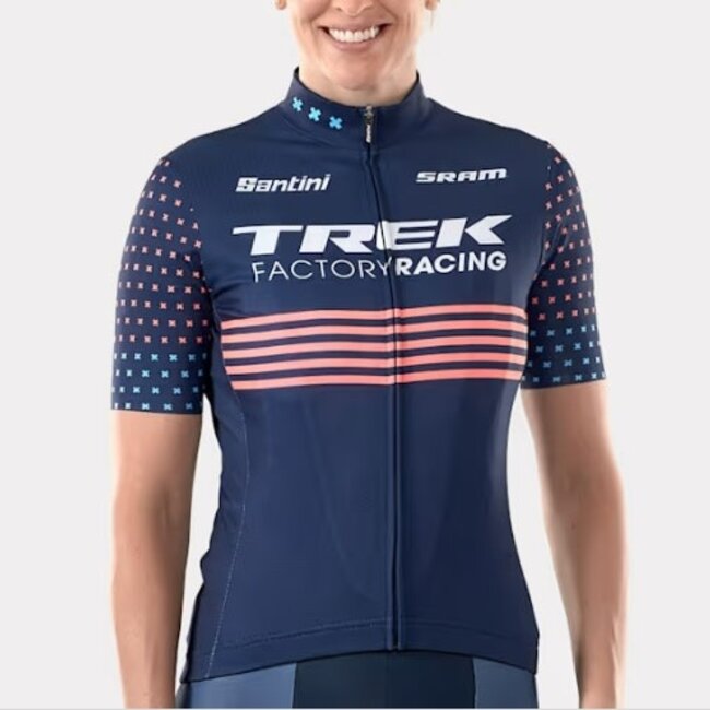 Santini Trek Factory Racing Women's CX Team Replica Cycling Jersey Dark Blue/Radioactive Coral M