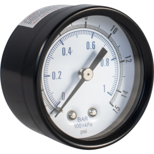 Pressure Gauge (Back Mount) - Low Pressure (0-15 psi)