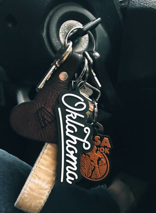 Oklahoma Script Keychain
