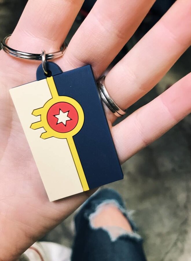 Tulsa Flag Rubber Keychain