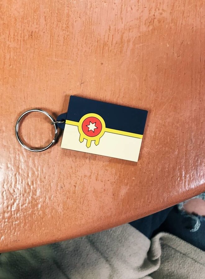 Tulsa Flag Rubber Keychain