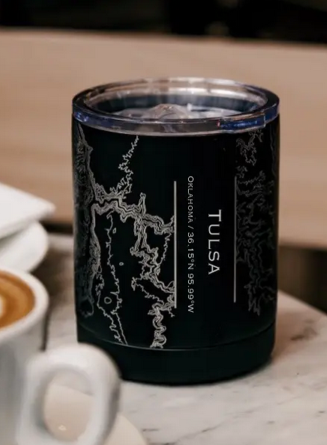 Tulsa Map Insulated Cup in Matte Black