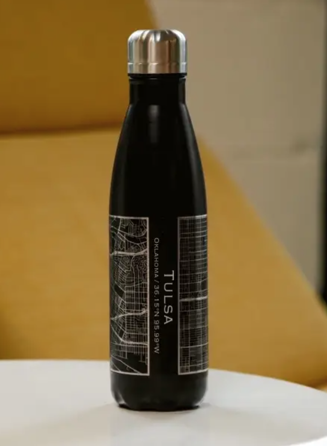 Tulsa Map Insulated Bottle In Matte Black
