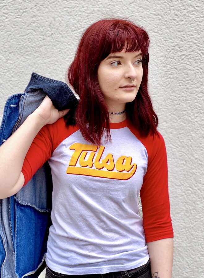 Tulsa Baseball Script Raglan