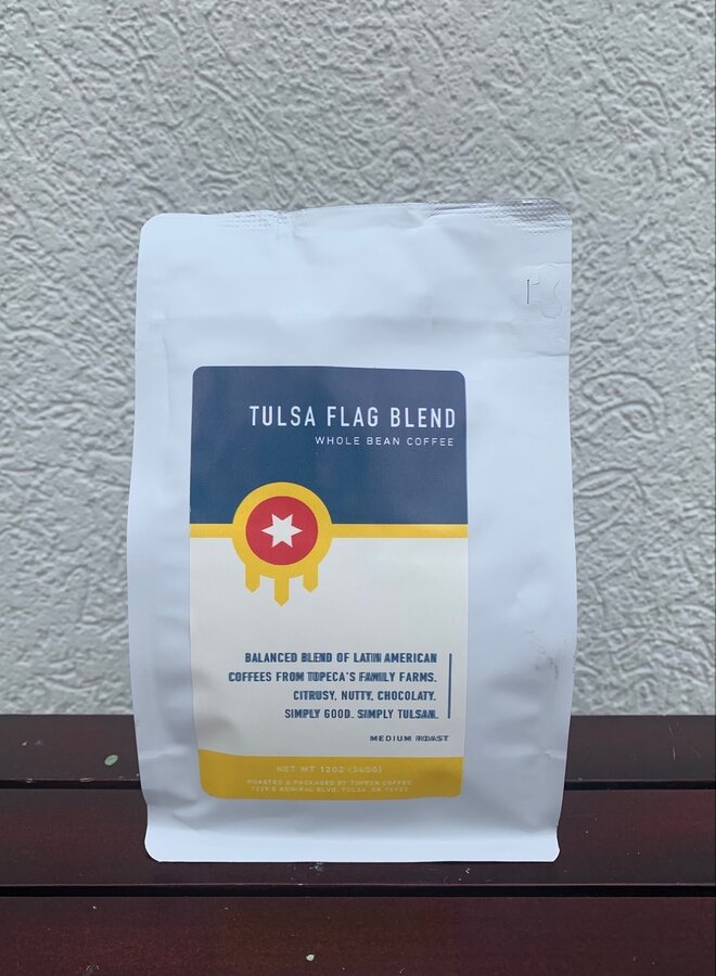 Topeca Whole Bean Coffee Tulsa Flag Blend 12oz.