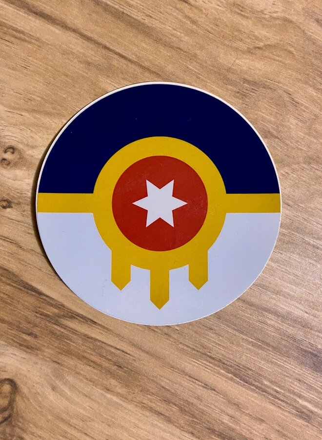 Tulsa Flag Round Sticker 3"