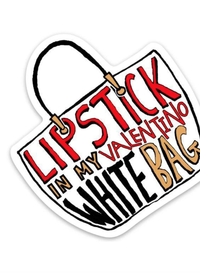 Lipstick in My Valentino White Bag Sticker