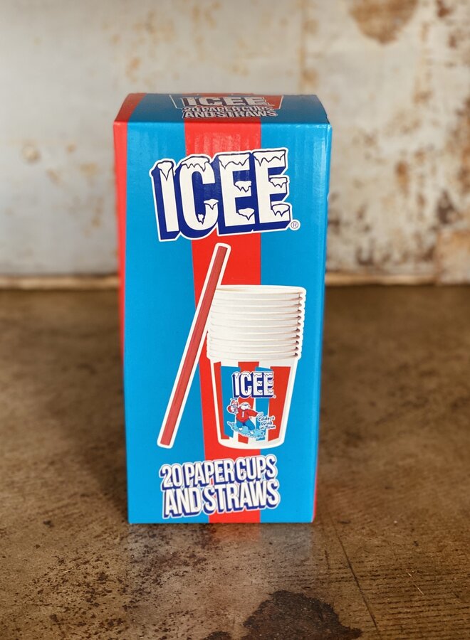 Icee Paper Cups & Plastic Straws Set
