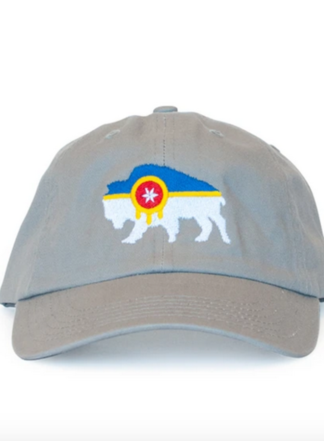 Bison Flag Dad Hat - Tulsa Flag  - Grey