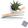 4 pc Straw Set Rainbow In Bamboo Case