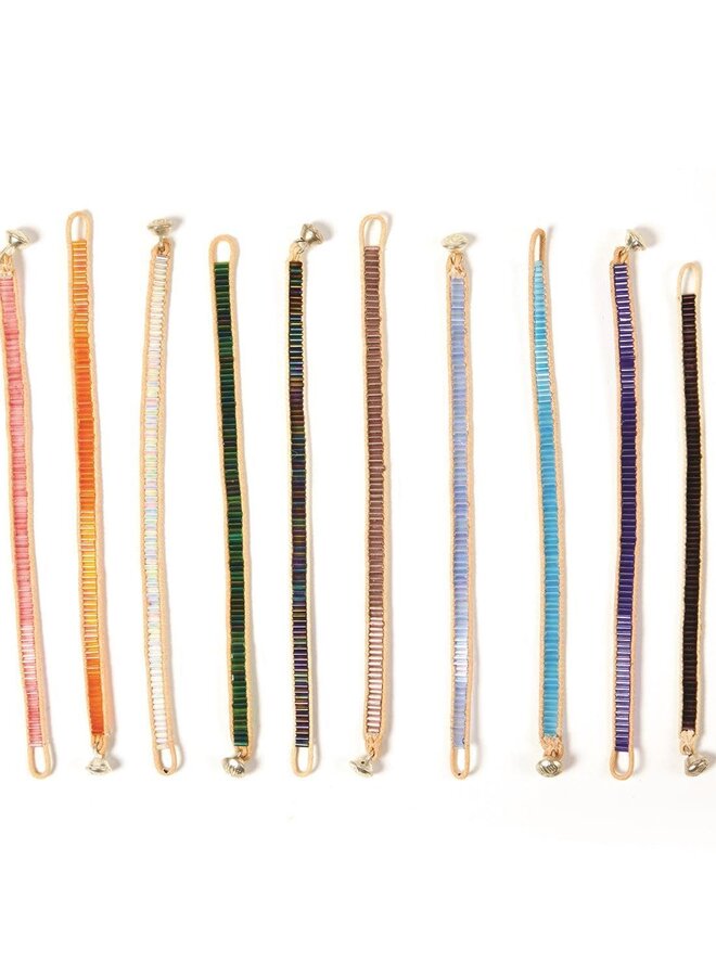 Color Bars Bugle Bead Bracelets