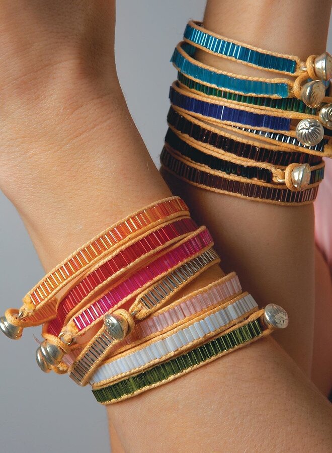 Color Bars Bugle Bead Bracelets