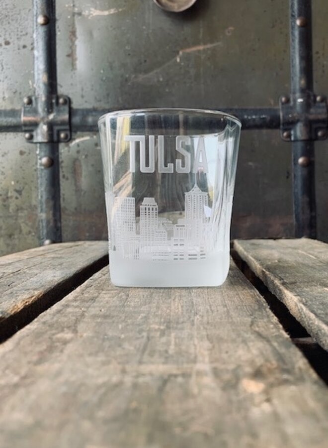 Sand Carved Square Rocks Glass Tulsa Skyline Wrap