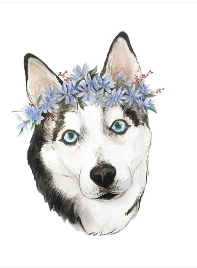 Flower Crown Husky Sticker