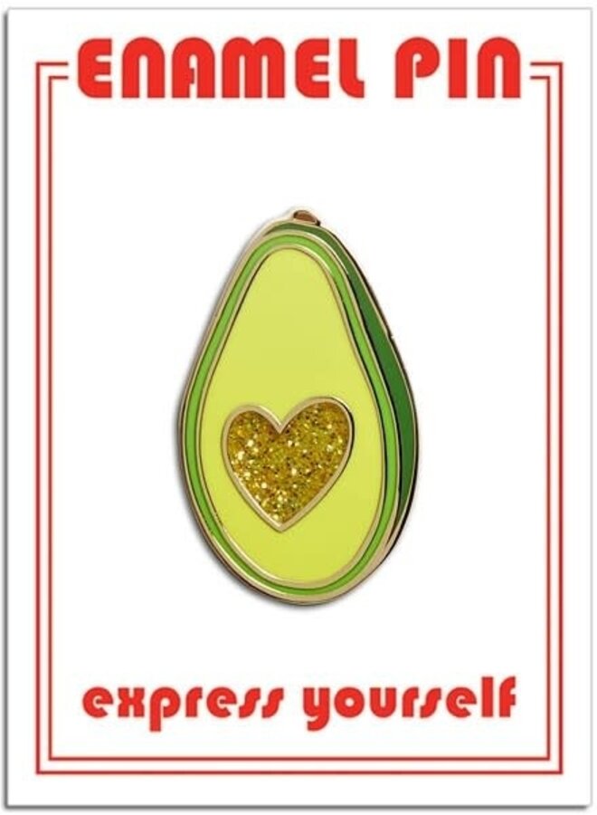 Avocado Glitter Heart Pin