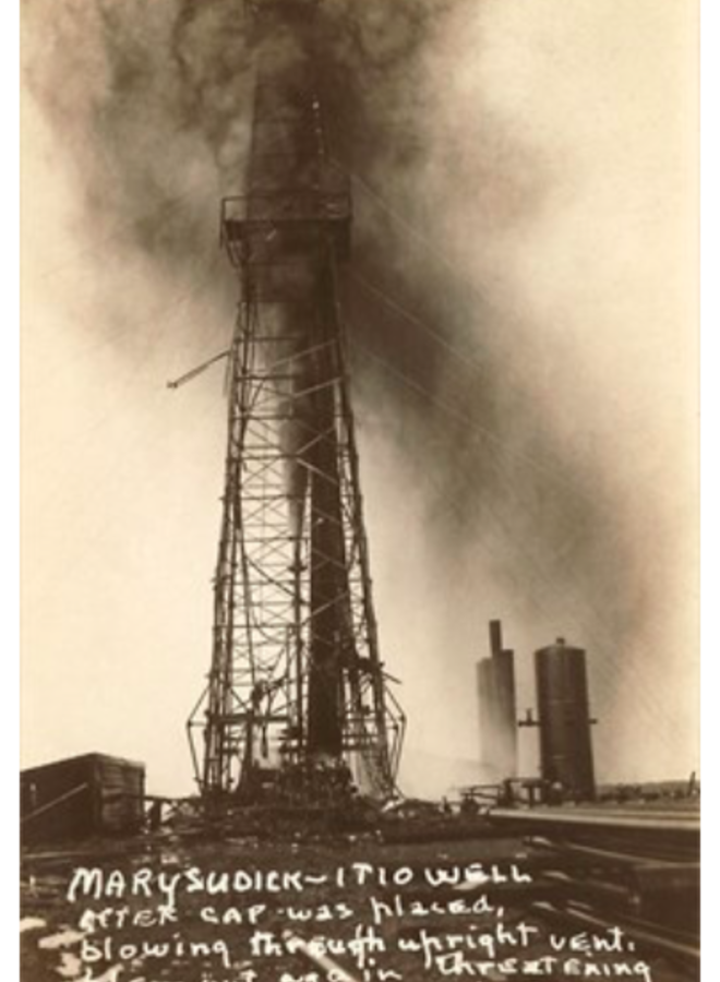 Spurting Oil Well Sepia Postcard