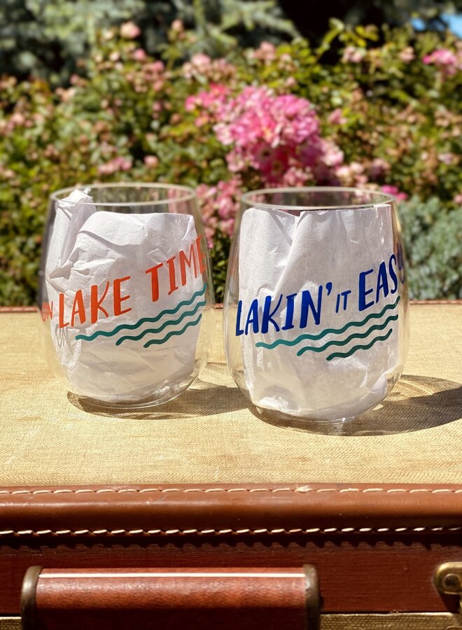 Lake Life Stemless Wine Glasses Set of 2
