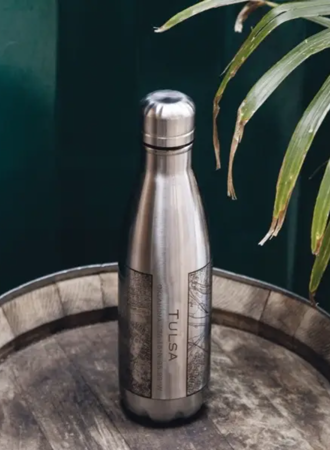 Tulsa Map Insulated Bottle In Stainless Steel
