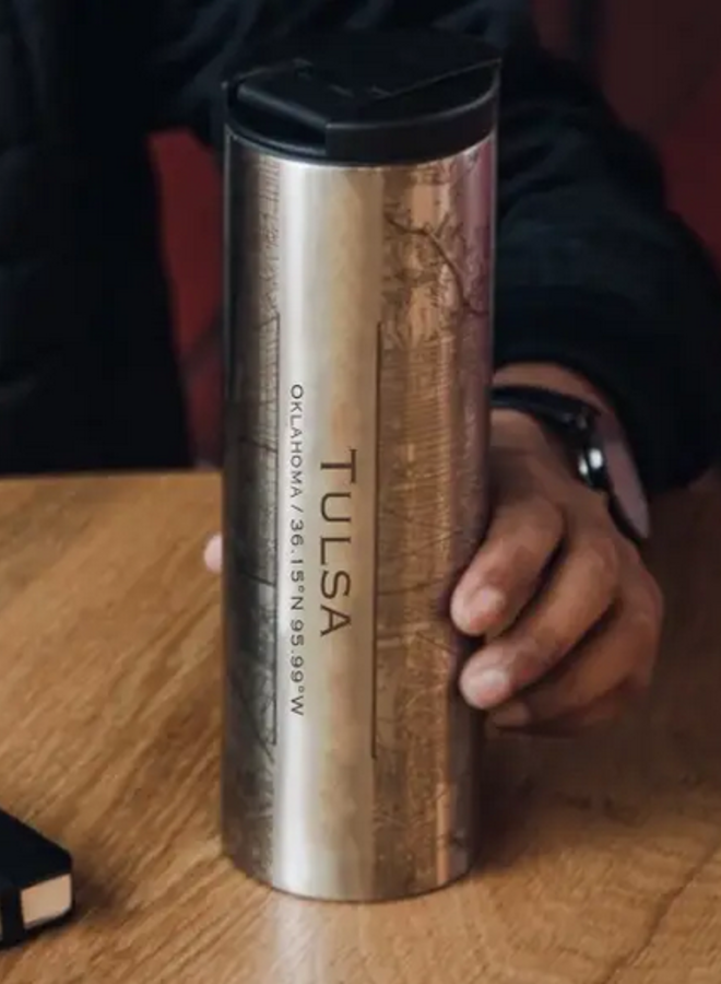 Stainless Steel Tulsa City Map Tumbler