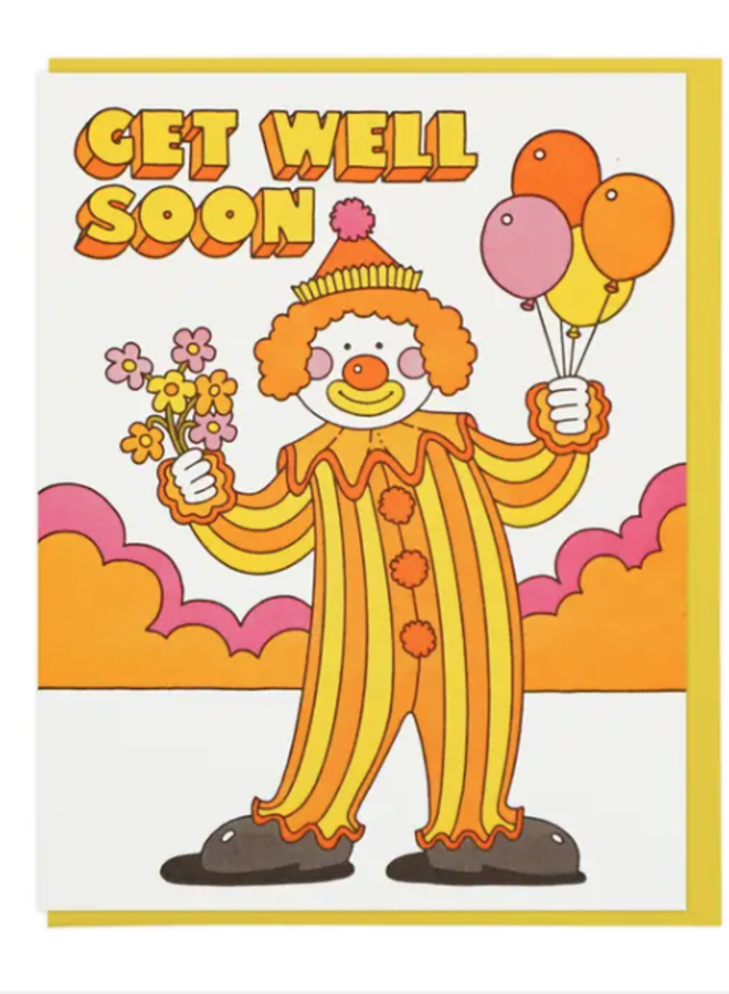 Get Well Soon Happy Clown Card