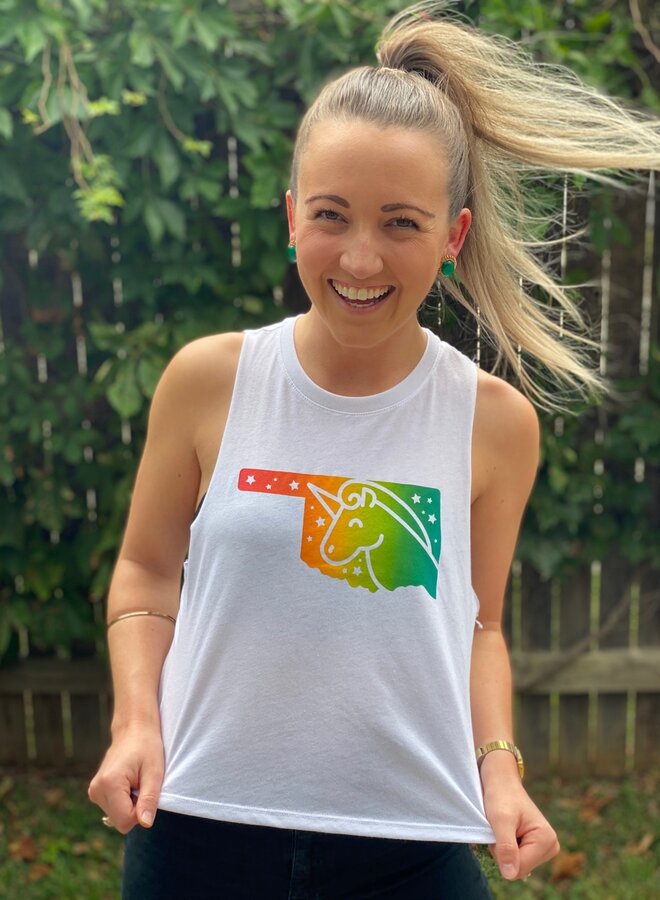 Rainbow Unicorn Racerback Crop Top