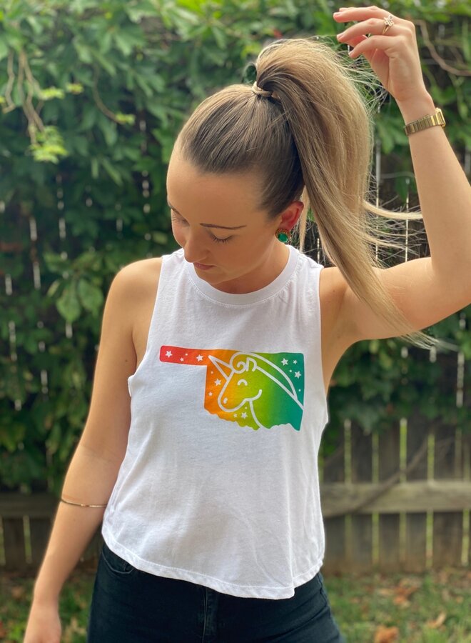 Rainbow Unicorn Racerback Crop Top