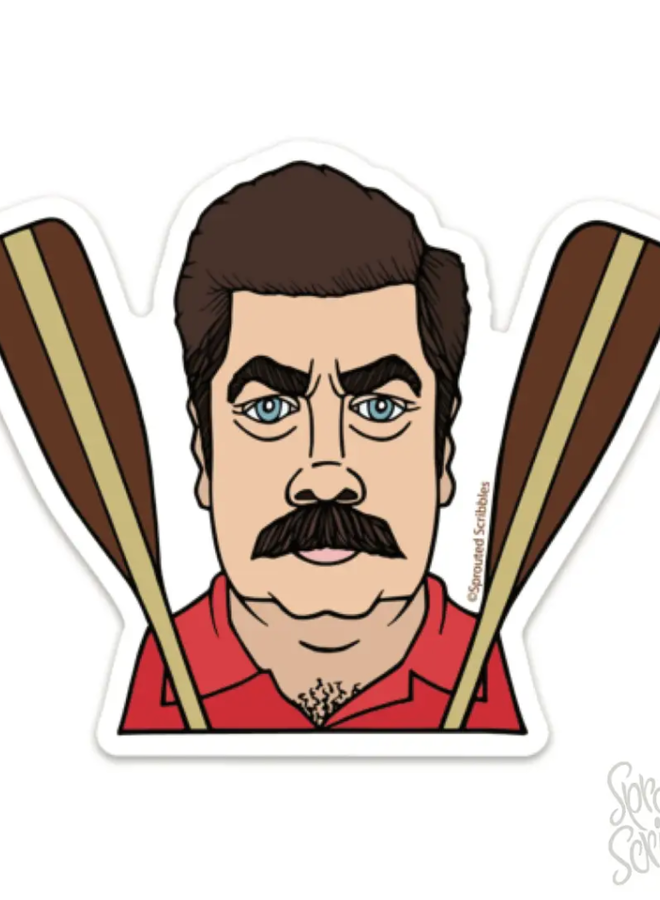 Ron Swanson Caricature Sticker
