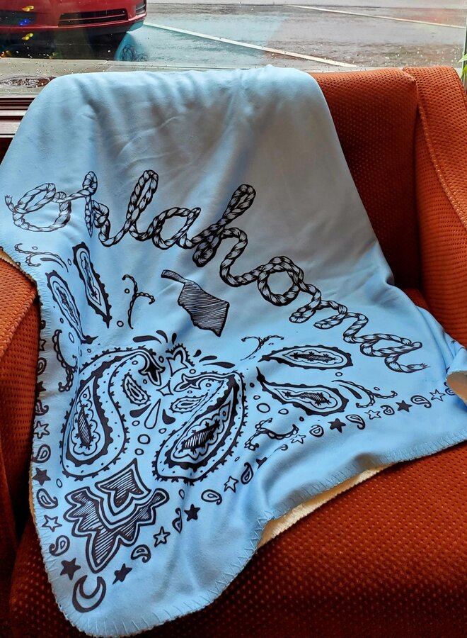 Oklahoma Bandana Sherpa Fleece Blanket