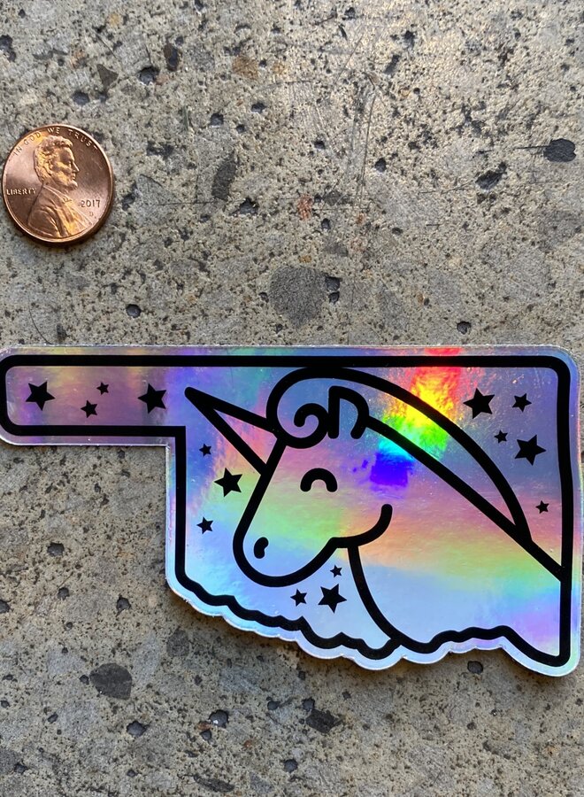 Oklahoma Holographic Unicorn Sticker