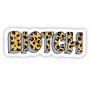 Biotch Leopard And Denim Sticker