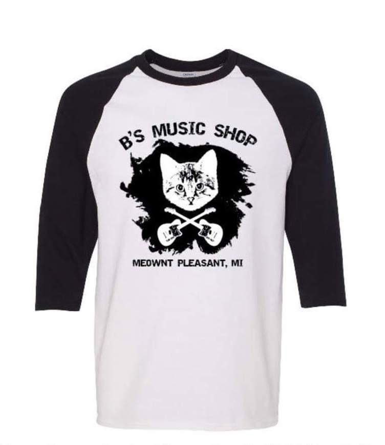 B's Music Shop Danger Cat Baseball TShirt B's Music Shop