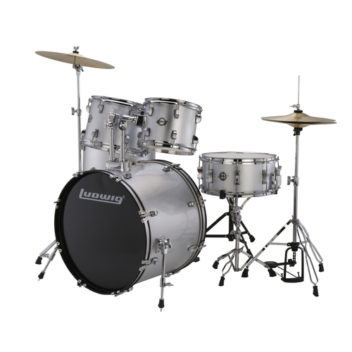 Ludwig Ludwig Accent Drive 5 Piece Drum Set — Silver Foil Ludwig Ludwig Accent Drive 5 Piece Drum Set — Silver Foil