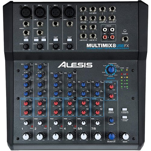 Alesis Alesis MultiMix 8 USB FX - 8-Channel Mixer/Recording Interface w/Effect Alesis Alesis MultiMix 8 USB FX - 8-Channel Mixer/Recording Interface w/Effect