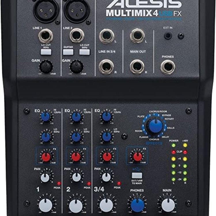 Alesis Alesis MultiMix 4 USB FX - 4-Channel Mixer/Recording Interface w/Effect